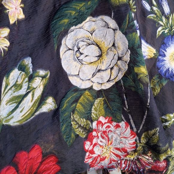 $5,990 OSCAR DE LA RENTA BLACK FLORAL FIL COUPE SILK BLEND DRESS US 14 - Picture 15 of 16